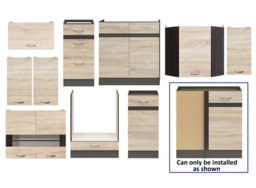 Kitchen Left Corner Set 11 Cabinet Unit Oak Wenge Effect Freestanding Cupboard Complete DIY Fitted Kitchen - Junona - thumbnail 3