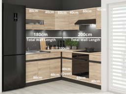 Kitchen Left Corner Set 11 Cabinet Unit Oak Wenge Effect Freestanding Cupboard Complete DIY Fitted Kitchen - Junona - thumbnail 2