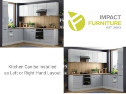 Kitchen Corner Cabinets L Shaped Set of 12 Units Larder Cupboard Oven Housing Light Grey Gloss - Star - thumbnail 4