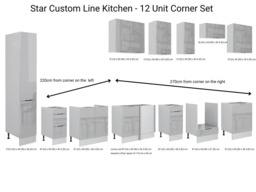 Kitchen Corner Cabinets L Shaped Set of 12 Units Larder Cupboard Oven Housing Light Grey Gloss - Star - thumbnail 3