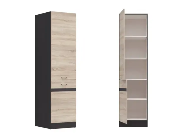 Kitchen Larder Unit 500mm Cabinet Pantry Cupboard Free Standing Left Storage Dark Wood Wenge Oak Effect – Junona - image 1