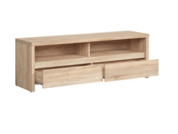 Modern TV Cabinet Entertainment Stand 2 Drawers Media Unit 144cm Sonoma Oak Light Wood Effect Finish - Kaspian - thumbnail 4