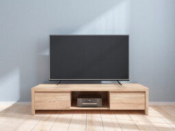Modern TV Cabinet Entertainment Stand 2 Drawers Media Unit 144cm Sonoma Oak Light Wood Effect Finish - Kaspian - thumbnail 2