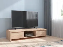 Modern TV Cabinet Entertainment Stand 2 Drawers Media Unit 144cm Sonoma Oak Light Wood Effect Finish - Kaspian - thumbnail 1