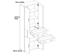 Tall Storage Cabinet with Drawers Closed Bookcase Modern Sonoma Oak Effect Office Study Furniture - BRW OFFICE - thumbnail 3