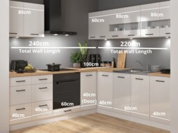 Kitchen Corner Cabinets Units Set White Gloss Modern Freestanding 11 Cupboards Complete DIY Fitted Kitchen - Junona - thumbnail 4