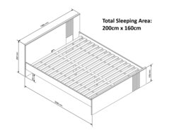 King Size Bed Frame Euro 160cm King Size Solid Wood Bed Slats Black and Oak with Panelled Slats – Vabres - thumbnail 4