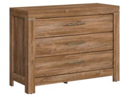 Chest of Drawers 115cm Wide 3 Drawer Storage Dresser Modern Farmhouse Oak Effect - Gent - thumbnail 4
