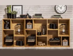 Cube Shelving Unit Room Divider Large Display Bookcase Open Vertical or Horizontal Storage Shelf Oak - Tetrix - thumbnail 1