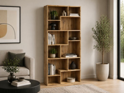 Cube Shelving Unit Room Divider Large Display Bookcase Open Vertical or Horizontal Storage Shelf Oak - Tetrix - thumbnail 2