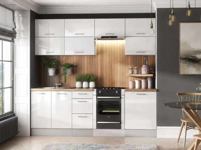 Modern Kitchen Cabinets Cupboards Set of 10 Units Complete White High Gloss 240cm DIY Kitchen - Ella - image 1