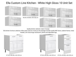 Modern Kitchen Cabinets Cupboards Set of 10 Units Complete White High Gloss 240cm DIY Kitchen - Ella - thumbnail 4