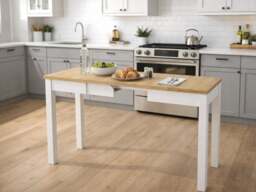 Slim Dining Table Narrow Extendable Oak and White Small Kitchen 2 4 6 8 Seater - Orion - thumbnail 3