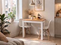 Slim Dining Table Narrow Extendable Oak and White Small Kitchen 2 4 6 8 Seater - Orion - thumbnail 2
