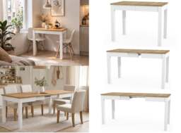 Slim Dining Table Narrow Extendable Oak and White Small Kitchen 2 4 6 8 Seater - Orion - thumbnail 1