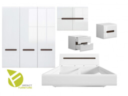 White High Gloss King Size Bedroom Furniture Set Bed Frame Wardrobe Sideboard Bedside Cabinet - Azteca Trio - thumbnail 2