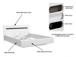 White High Gloss King Size Bedroom Furniture Set Bed Frame Wardrobe Sideboard Bedside Cabinet - Azteca Trio - thumbnail 4