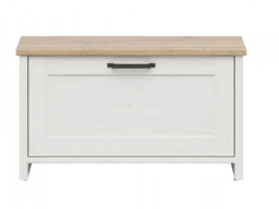 Shoe Storage Cabinet Hallway Bench Scandi Soft Close Drop Down Door White Pine and Oak Effect Top Unit - Loksa - thumbnail 3
