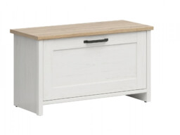 Shoe Storage Cabinet Hallway Bench Scandi Soft Close Drop Down Door White Pine and Oak Effect Top Unit - Loksa - thumbnail 4