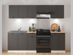 Sink Kitchen Unit Under Sink Cabinet Cupboard 800mm Shaker Dark Grey - Junona - thumbnail 2