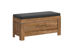 Shoe Storage Bench with Brown Seat Cushion Modern Hallway Cabinet with Drawer Medium Oak Effect - Gent - thumbnail 4
