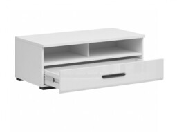 Small TV Unit with Drawer White Gloss Media Storage Cabinet Entertainment Stand 100cm - Assen - thumbnail 4