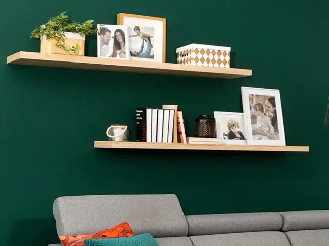 Modern Long Wall Shelf Wall Mounted Floating Sonoma Oak Effect 143.5cm - Kaspian - image 1