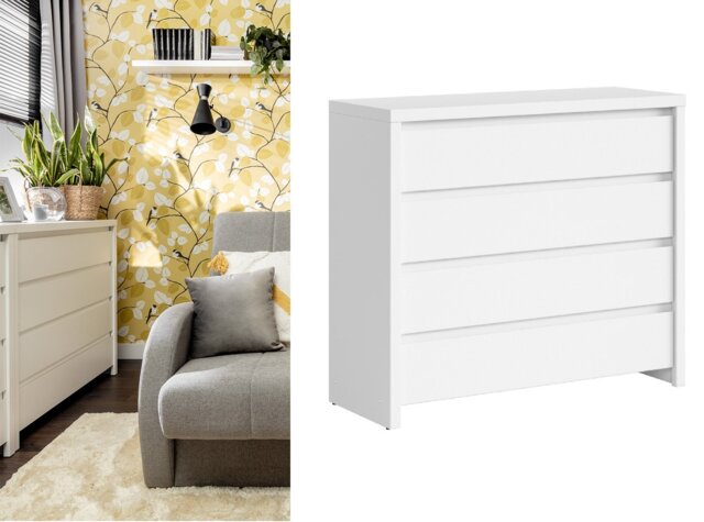 White Large Chest of Drawers Modern 4 Drawer Storage Bedroom Living Room Unit 105cm - Kaspian - image 1