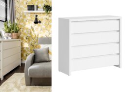 White Large Chest of Drawers Modern 4 Drawer Storage Bedroom Living Room Unit 105cm - Kaspian - thumbnail 1
