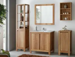Freestanding Vanity Unit 800mm Bathroom Cabinet Under Sink Floor Unit Country Oak - Classic Oak - thumbnail 2