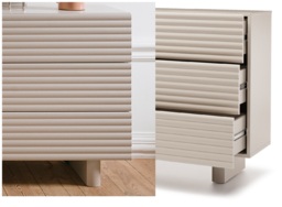 Large Sideboard Beige 6 Drawer Chest of Drawers Modern Cashmere Wide Storage Cabinet - Toyo - thumbnail 4