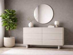 Large Sideboard Beige 6 Drawer Chest of Drawers Modern Cashmere Wide Storage Cabinet - Toyo - thumbnail 1