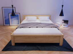 Double Bed Frame in Sonoma Oak Finish with Solid Wood Slats Modern - Kaspian - thumbnail 2