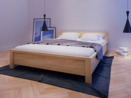 Double Bed Frame in Sonoma Oak Finish with Solid Wood Slats Modern - Kaspian - thumbnail 3