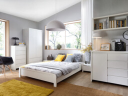 White Wardrobe With Drawers 3 Door Triple Wardrobe with Mirror and Shelves Storage - Kaspian - thumbnail 2