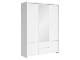 White Wardrobe With Drawers 3 Door Triple Wardrobe with Mirror and Shelves Storage - Kaspian - thumbnail 3