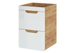 400mm Vanity Unit Without Basin Slim Wall Mounted 40cm Sink Drawer Storage Cabinet White Gloss Oak - Aruba - thumbnail 4