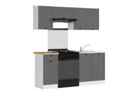 Kitchen Cabinet Set Kitchenette Units Grey Shaker Freestanding 5 Cupboards 180cm DIY Complete Set - Junona - thumbnail 2