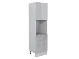 Kitchen Cabinets Set 9 Unit DIY Cupboards Tall Oven Housing 300cm Scandi Style Light Grey Gloss - Star - thumbnail 4