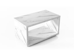 Marble Coffee Table Small White Marble Effect Modern Coffee Table with Storage Shelf - Cari - thumbnail 3