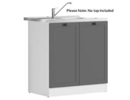 Kitchen Sink and Base Unit All in One Cabinet 800mm Sit On Sink Complete Freestanding Dark Grey Shaker - Junona - thumbnail 4