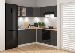 Kitchen Sink and Base Unit All in One Cabinet 800mm Sit On Sink Complete Freestanding Dark Grey Shaker - Junona - thumbnail 2