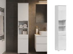 Tall Bathroom Storage Cabinet Slim Free Standing Tall Boy Drawer Unit Narrow Tallboy Modern White Gloss - Spice - thumbnail 1