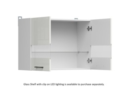 Kitchen Glass Display Cabinet Wall 800mm Unit Modern 2 Door Glazed Cupboard 80cm White / Chalk Gloss - Junona - thumbnail 4