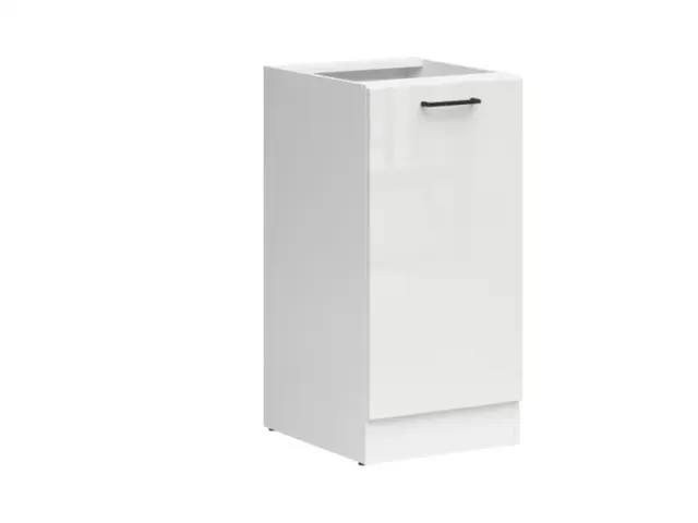 Kitchen Cabinet 400mm Base Modern Freestanding Cupboard Unit 40cm Left Hand White / Chalk Gloss - Junona - image 1
