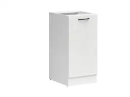 Kitchen Cabinet 400mm Base Modern Freestanding Cupboard Unit 40cm Left Hand White / Chalk Gloss - Junona - thumbnail 1