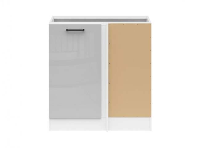 Corner Kitchen Cabinet 1000mm Modern Freestanding Base Unit 100cm Right White / Grey Gloss - Junona - image 1