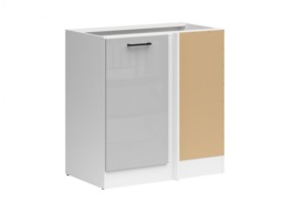 Corner Kitchen Cabinet 1000mm Modern Freestanding Base Unit 100cm Right White / Grey Gloss - Junona - thumbnail 2