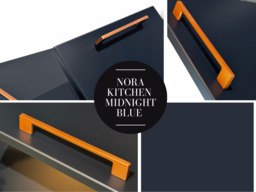Kitchen Cabinet Pull Out Storage Basket 200mm Unit Navy Dark Blue Freestanding Base – Nora - thumbnail 2