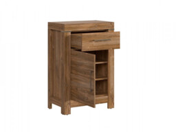 Narrow Cabinet Tall Side Table with Drawer Bedside Storage Office Unit Medium Oak Effect - Gent - thumbnail 3